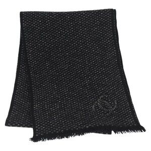 CHANEL Scarf Cashmere Black CC Auth BA5781